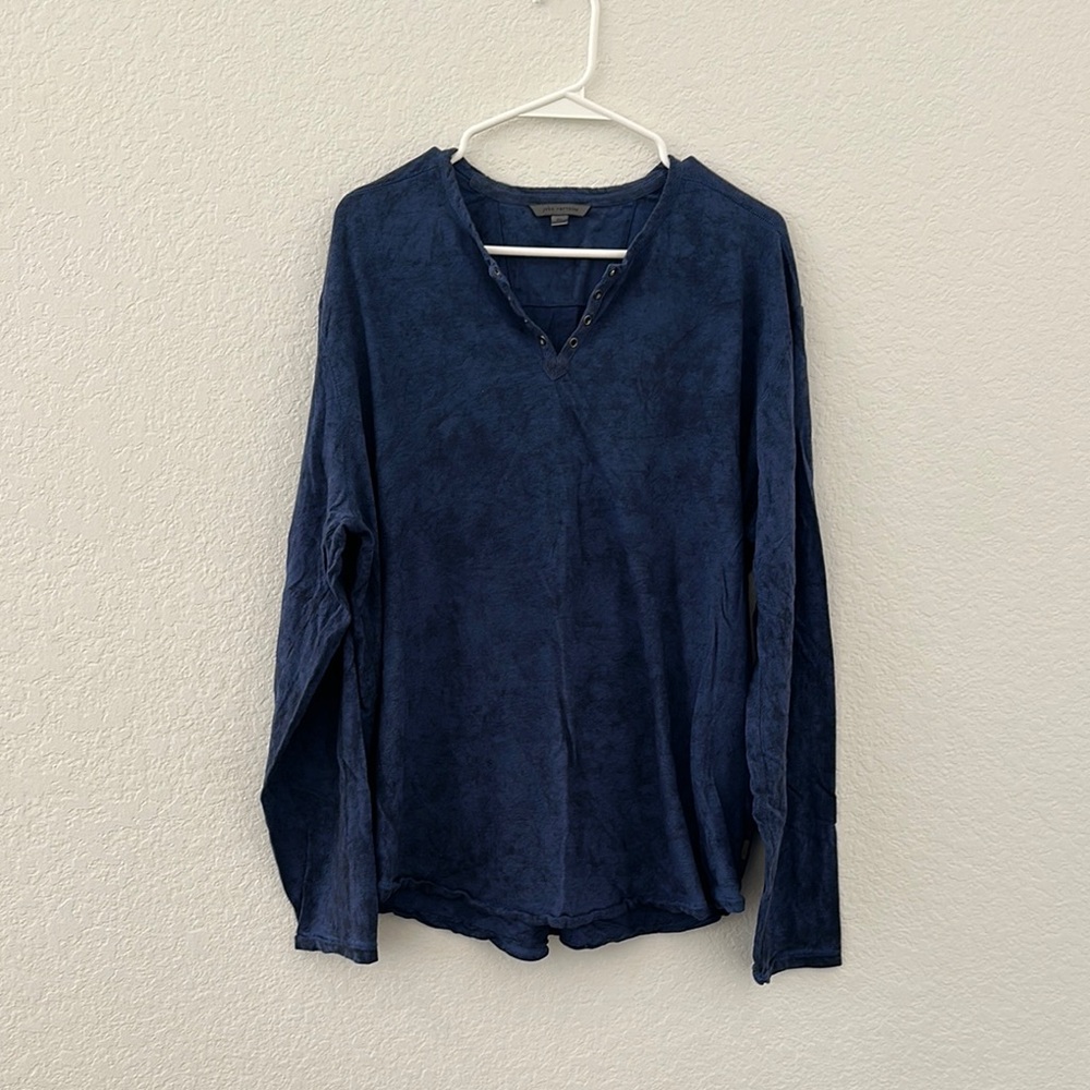John Varvatos Blue Long Sleeve Relaxed Blouse